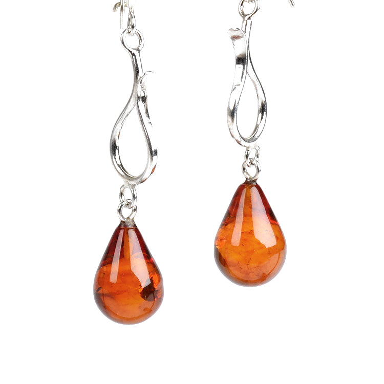 Honey Amber Teardrops Earrings