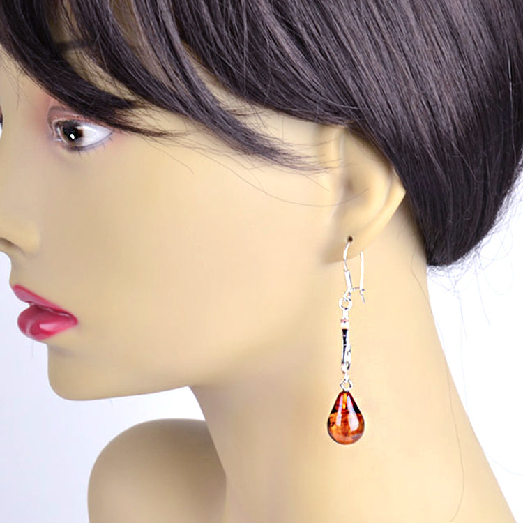 Honey Amber Teardrops Earrings