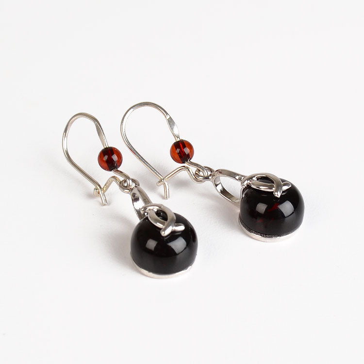 Cherry Amber Ball Earrings