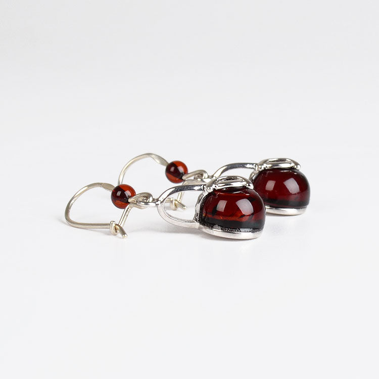 Cherry Amber Ball Earrings