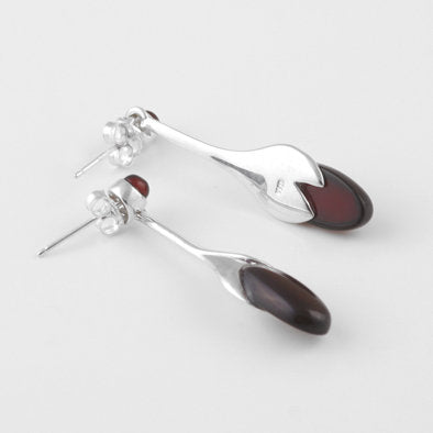 Cherry Amber Lily Earrings