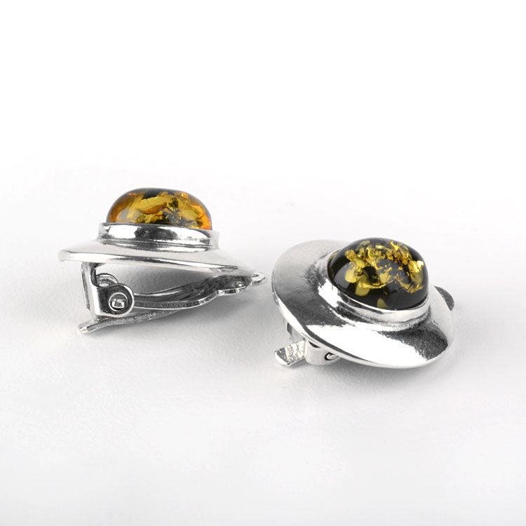 Genuine Green Amber Clip-On Earrings