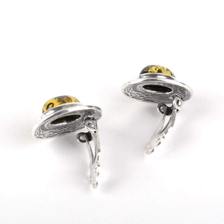 Genuine Green Amber Clip-On Earrings