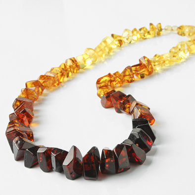Geometric Quad-Color Amber Necklace