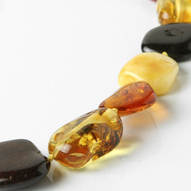 Multi-colored Amber Nugget Necklace