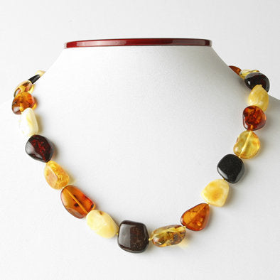 Multi-colored Amber Nugget Necklace