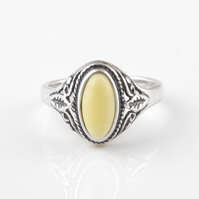 Ornate Butterscotch Amber Oval Ring