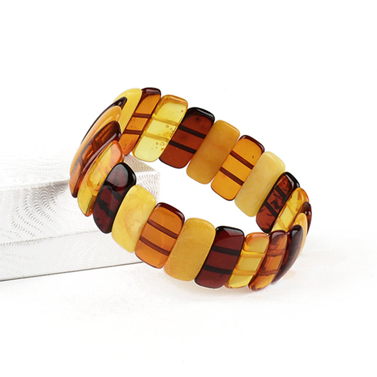 Glittering Genuine Baltic Amber Stretch Bracelet