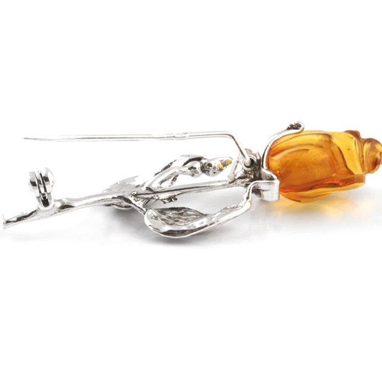 Elegant Amber Rosebud Pin