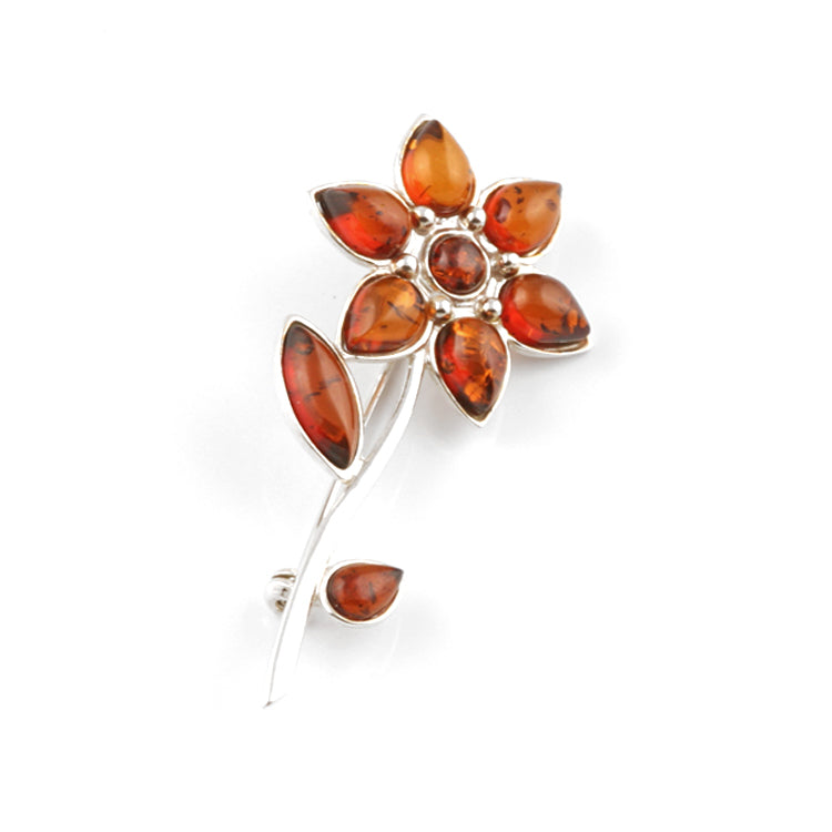 Honey Amber Flower Pin