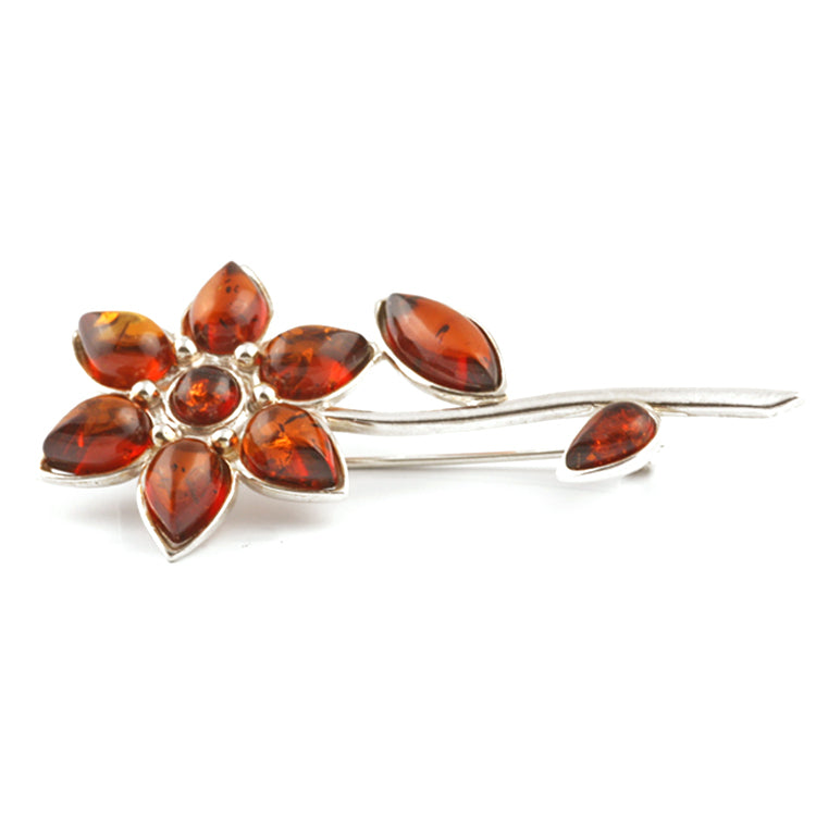 Honey Amber Flower Pin