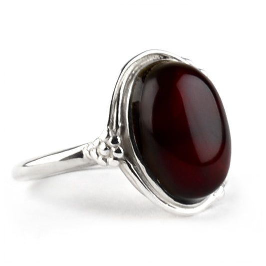 Ornate Cherry Amber Oval Ring