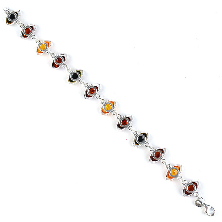 Tri-Color Curved Marquise Amber Bracelet