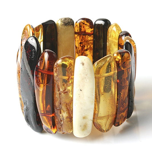 Giant Natural Multi-Colored Amber Stretch Bracelet