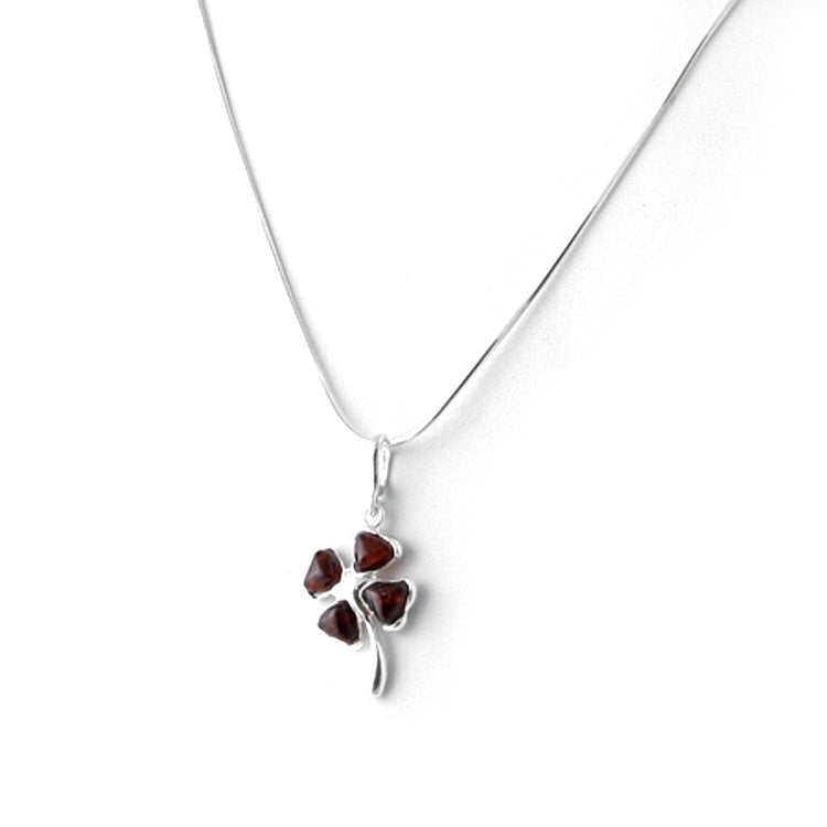 Lucky Amber Shamrock Pendant
