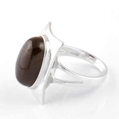 Oval Gets the Square Cherry Amber Ring