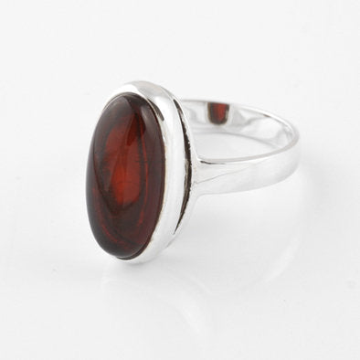 Simple & Classic Cherry Amber Oval Ring