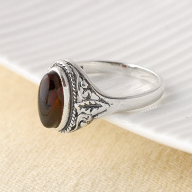Classic Ornate Cherry Amber Ring