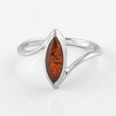Elegant Cognac Amber Marquise Ring