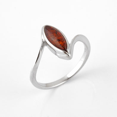 Elegant Cognac Amber Marquise Ring