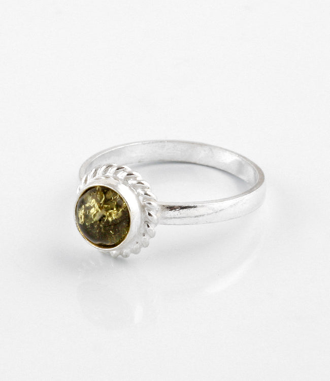 Small & Dainty Green Amber Ring