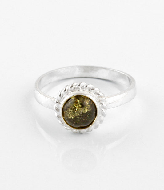 Small & Dainty Green Amber Ring