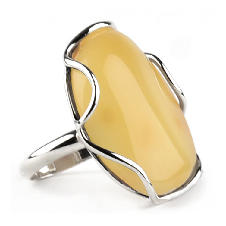 Bold Free-Shaped Butterscotch Amber Ring