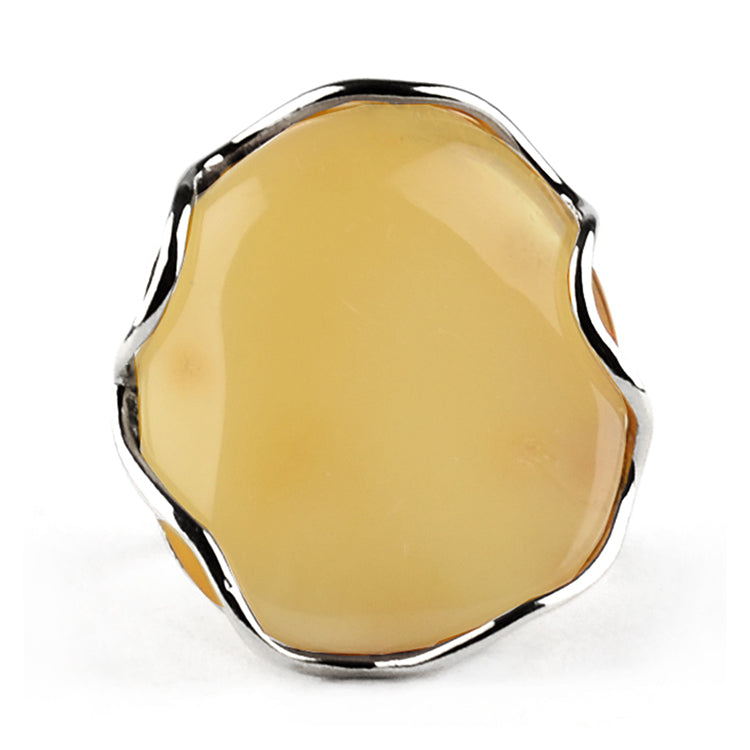 Bold Free-Shaped Butterscotch Amber Ring