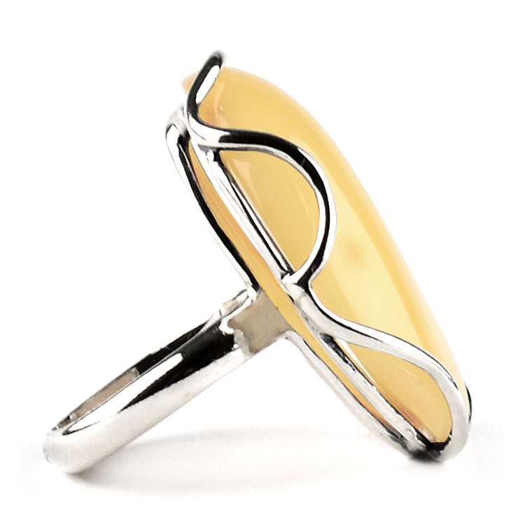 Bold Free-Shaped Butterscotch Amber Ring