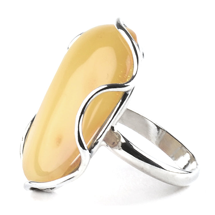 Bold Free-Shaped Butterscotch Amber Ring