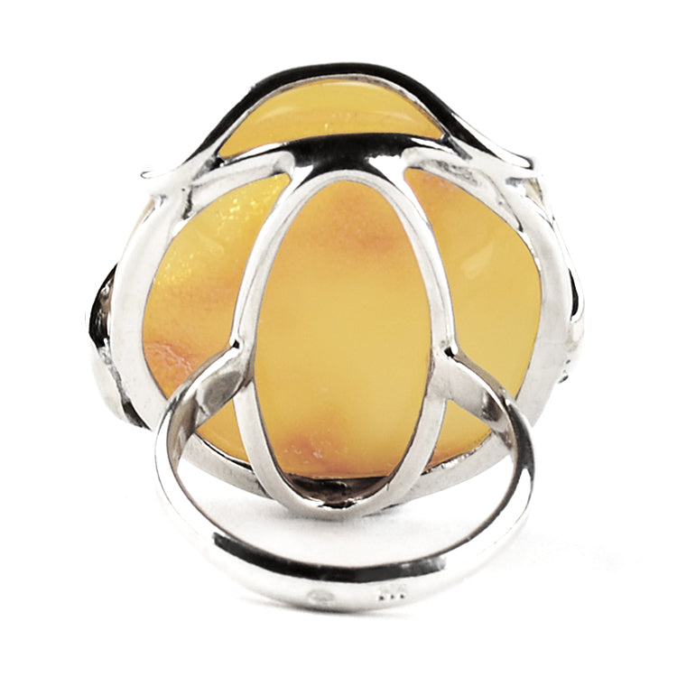 Bold Free-Shaped Butterscotch Amber Ring