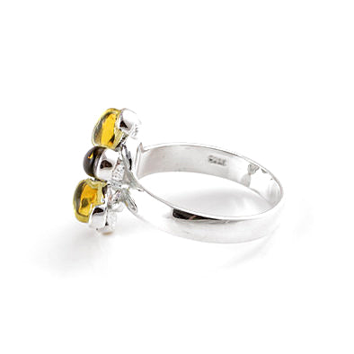 Fun Multi-color Amber Flower Ring