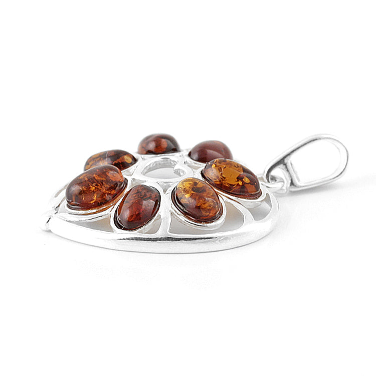 7 Stone Honey Amber Heart Pendant