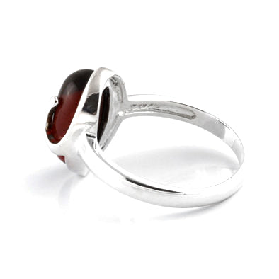 Oval with Silver Accent Cherry Amber Ring