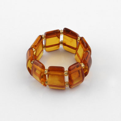 Honey Amber Stretch Barrel Ring