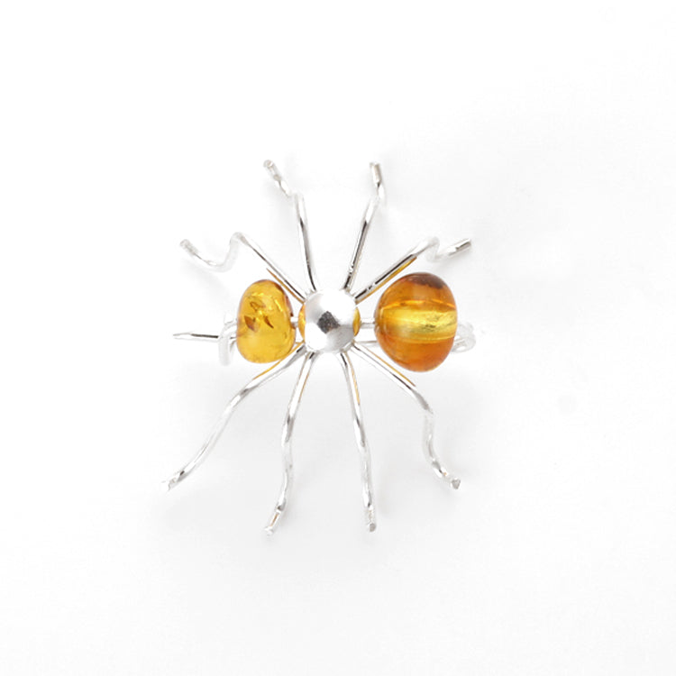 Cute Honey Amber Spider Pin