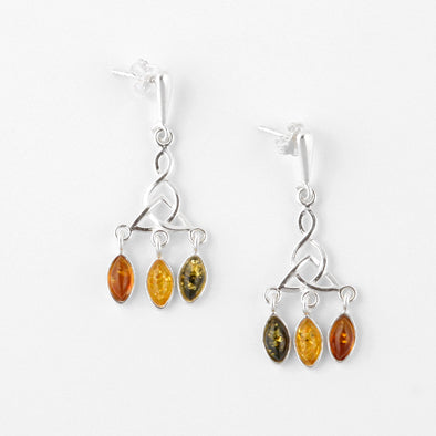 Celtic Amber Chandelier Earrings