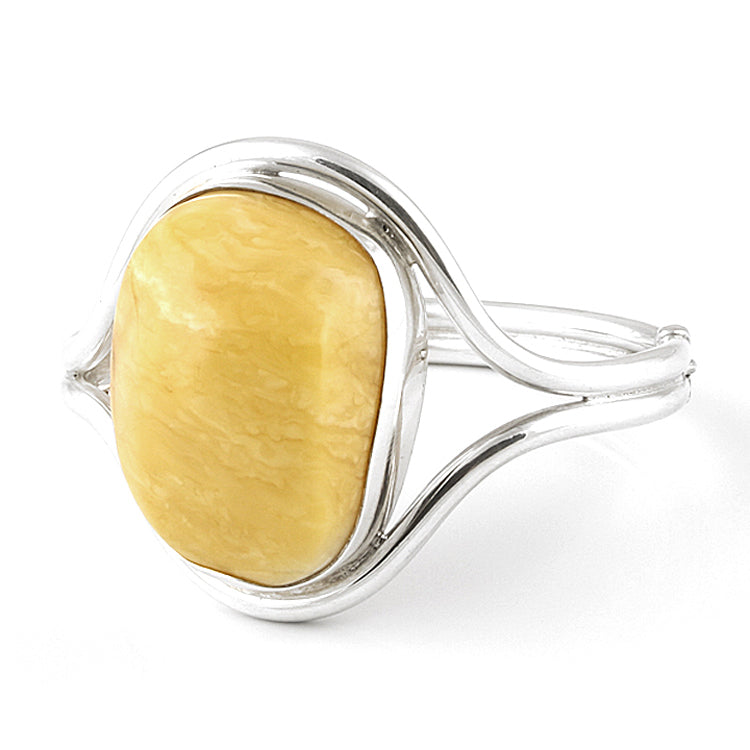 Large Free-shaped Butterscotch Amber Bangle Bracelet