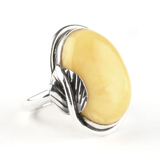 Butterscotch Amber & Silver Ring