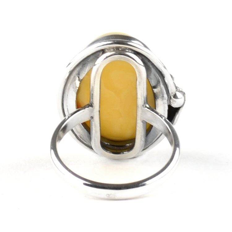 Butterscotch Amber & Silver Ring