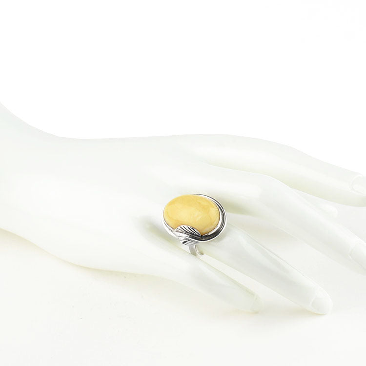 Butterscotch Amber & Silver Ring