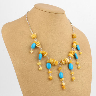 Turquoise & Butterscotch Amber Necklace