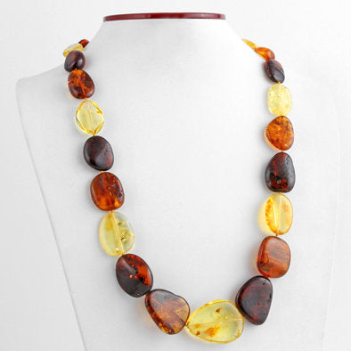 Chunky Multi-color Natural Amber Necklace