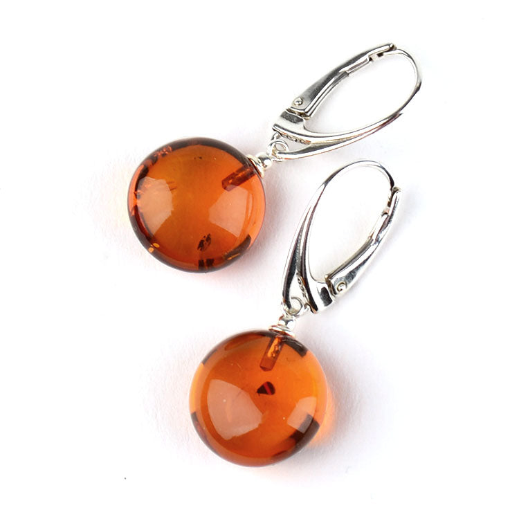 Honey and Silver Amber Drop Earrings