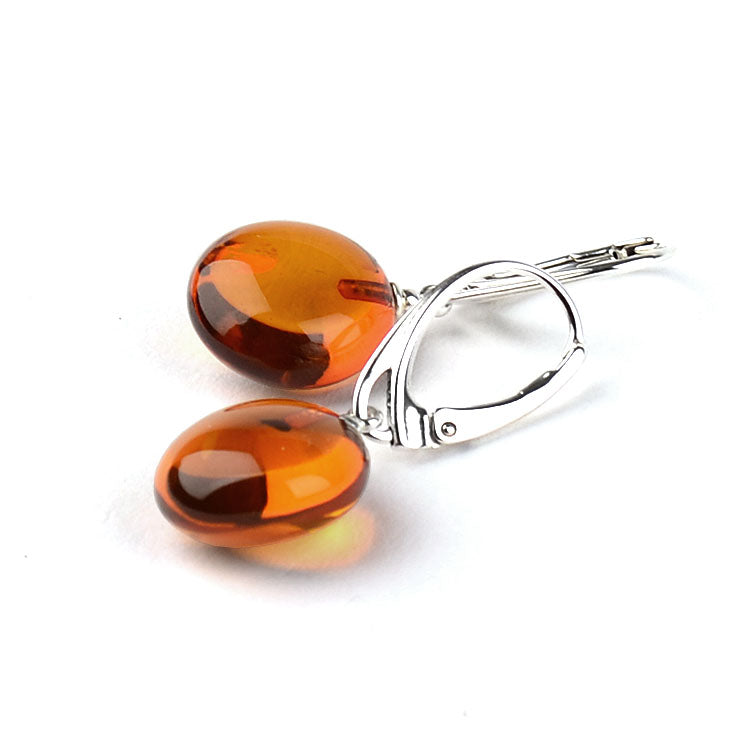 Honey and Silver Amber Drop Earrings