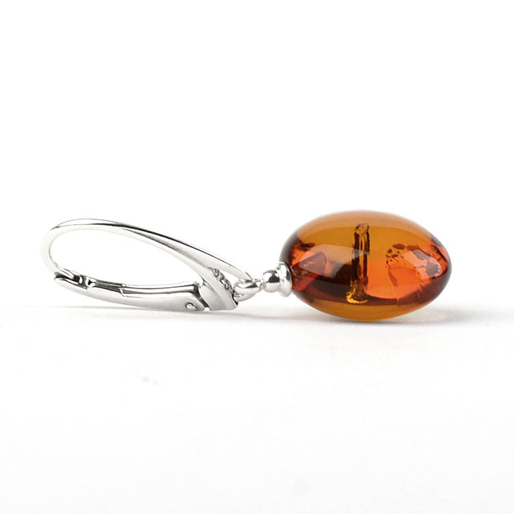 Honey and Silver Amber Drop Earrings