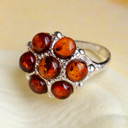 Honey Amber Flower Ring