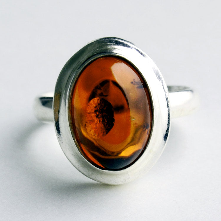 Simple Amber Oval Ring