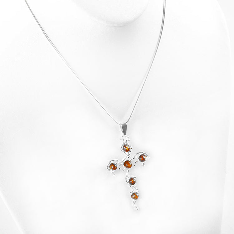 Contemporary Amber Cross Pendant