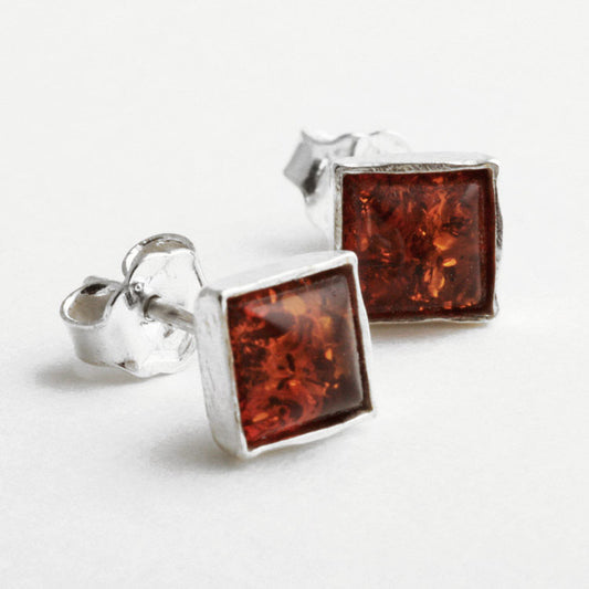 Amber Square Stud Earrings